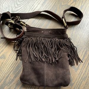 Women’s UGG Brown Suede Small Fringe Crossbody Bag